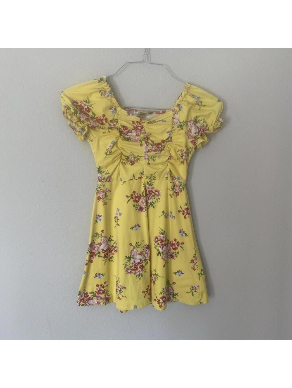 Love Cameron Los Angeles Yellow Floral Dress Girls Size S (7/8)